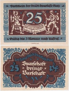 KŁODZKO - GLATZ 25 FENIGÓW	6.X.1921, Napis w trzech rzędach