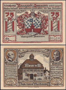 NOWOGARD - NAUGARD 75 FENIGÓW br. Nowy Ratusz, numerator czarny