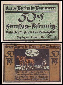 PYRZYCE - PYRITZ 50 FENIGÓW 1.IV.1921
