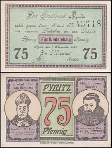 PYRZYCE - PYRITZ 75 FENIGÓW 1.XI.1921