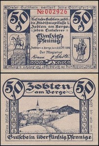 SOBÓTKA – ZOBTEN 50 FENIGÓW 25.X.1919, No. I 6 cyfr