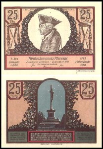 STRZEGOM – STRIEGAU 25 FENIGÓW IX.1921, Fryderyk Wielki / Pomnik - Krzyż