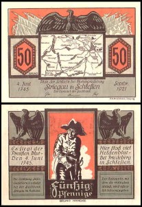 STRZEGOM – STRIEGAU 50 FENIGÓW IX.1921, Fryderyk Wielki / Mapa