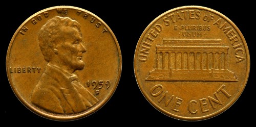 USA 1 Cent 1959D, KM 201, 15zł.jpeg