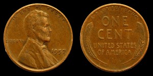USA, 1 Cent 1957, Kłosy, KM A132
