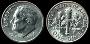 USA, 10 cents 2003P Roosevelt, KM 195a
