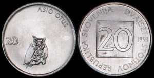 Słowenia, 20 Stotinov różne roczniki, Sowa, KM 8, Stan I