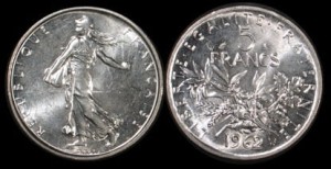 Francja, 5 Francs różne roczniki, KM 926a.1, Stan I