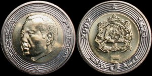 Maroko, 5 Dirhams 2002, KM 109, Stan I