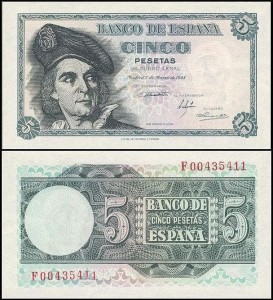 HISZPANIA, 5 PESETAS 1948 Pick 136a