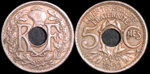 Francja, 5 Centimes różne roczniki, KM 875, Stan II