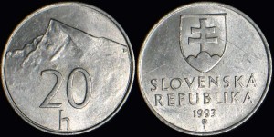 Słowacja, 20 Halerzy, różne roczniki, KM 18