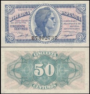 HISZPANIA, 50 CENTIMOS 1937 Pick 93