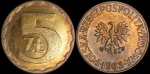 Polska, 5 Złotych 1983, Nominał, Stan I-