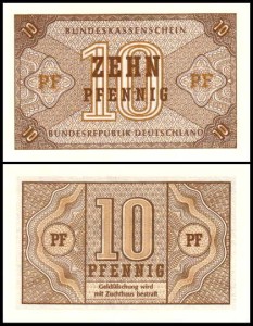 NIEMCY - RFN, 10 PFENNIG b.r. (1967) Pick 26