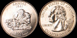 USA, 25 Cents 2005 P, KM 373, Kansas, stan I