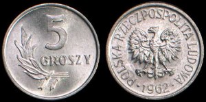 Polska, 5 Groszy 1962