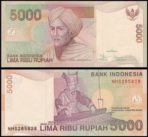 INDONEZJA, 5000 RUPIAH 2001/2005 Pick 142e