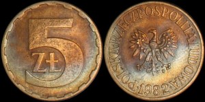 Polska, 5 Złotych 1982, Nominał, Stan II