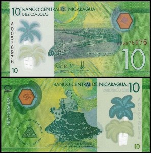 NIKARAGUA, 10 CORDOBAS 2014, seria A, plastik, Pick 209a