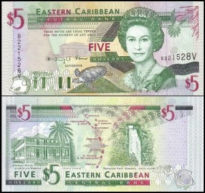KARAIBY WSCHODNIE, ST. VINCENT & THE GRENADINES, 5 DOLLARS (1994), Pick 31v