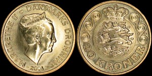 Dania, 20 Kroner 2014, Herb, KM 955, Stan I