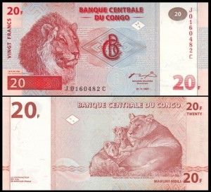 KONGO - REPUBLIKA, 20 FRANCS 1997, HdM Pick 88A