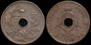 Belgia, 5 Centimes RR, KM 67
