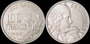 Francja, 100 Francs 1955, KM 919.2