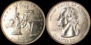 USA, 25 Cents 2001 D, KM 318, New York, stan I
