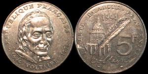 Francja, 5 Francs 1994 Wolter, KM 1063, Stan I-