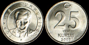 Turcja, 25 Kurus 2005, KM 1167, Stan I