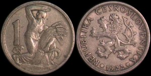 Czechosłowacja 1 Korona różne roczniki KM 19, Stan II
