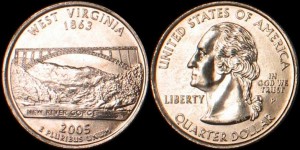 USA, 25 Cents 2005 P, KM 374, West Virginia, stan I