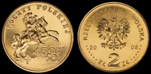 Polska, 2 Złote 2008, 450 lat Poczty Polskiej