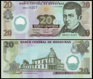 HONDURAS, 20 LEMPIRAS 2008, plastik, Pick 95(2)