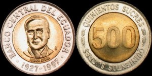 Ekwador, 500 Sucres 1997, KM 102, bimetal