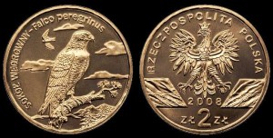 Polska, 2 Złote 2008, Sokół wędrowny