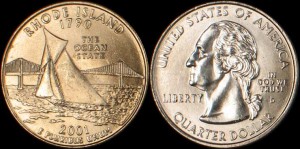 USA, 25 Cents 2001 D, KM 320, Rhode Island, stan I