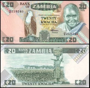 ZAMBIA, 20 KWACHA (1986-88), Pick 27e