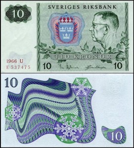 SZWECJA 10 KRONOR 1966 Pick 52b