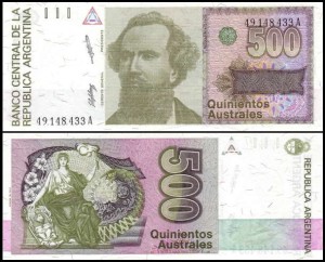 ARGENTYNA, 500 AUSTRALES (1988), seria A, Pick 328a