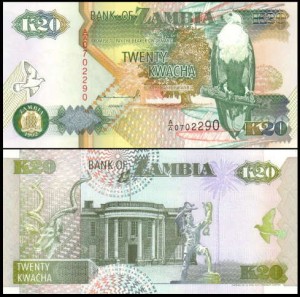 ZAMBIA, 20 KWACHA 1992 Pick 36a