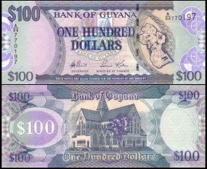GUJANA, 100 DOLLARS (2005), seria A, sygn. 13, Pick 36a