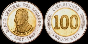 Ekwador, 100 Sucres 1997, KM 101, bimetal