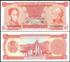 WENEZUELA, 5 BOLIVARES 1989 Pick 70b