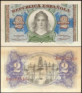 HISZPANIA, 2 PESETAS 1938 Pick 95