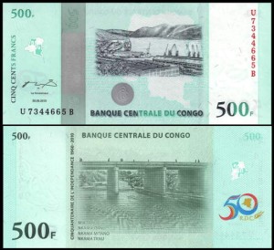 KONGO - REPUBLIKA DEMOKRATYCZNA, 500 FRANCS 2010 Pick 100a