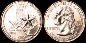 USA, 25 Cents 2004 D, KM 357, Texas, stan I
