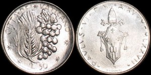 Watykan, 50 Lire 1977, Winogrono, KM 121